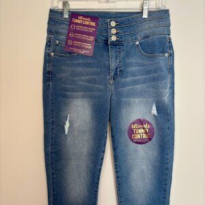 CELEBRITY GOLD NEW High Rise Ankle Skinny Jeans Womens 10 Denim Tummy Control